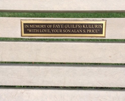 Lasting gifts: bench with engraved plaque