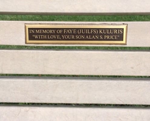 Lasting gifts: bench with engraved plaque