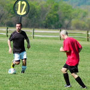 Clear Creek Park Fields men playing soccer at Clear Creek Park Fields