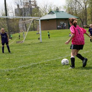 Kellogg Park fields Girls playing soccer at Kellogg Park fields