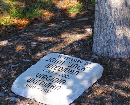 adopt a tree and marker Adopt a tree and engraved marker dedicated to John "Jack" and Virginia Wiedman.