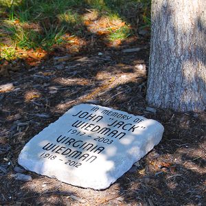 Adopt a tree and engraved marker dedicated to John "Jack" and Virginia Wiedman.