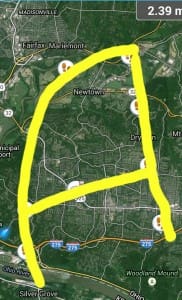 park district geotrail makes the shape of an A