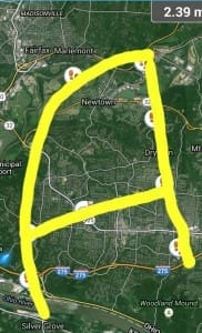 park district geotrail makes the shape of an A