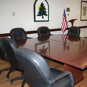 Executive chairs and table of park district board room at juilfs park