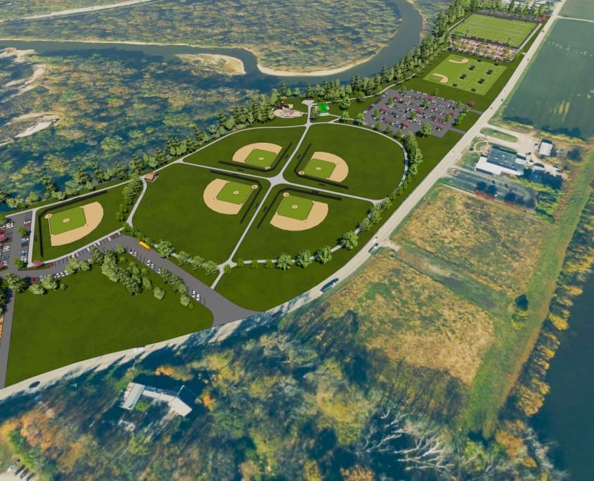 Riverside_Overall 3 Riverside Park Overall Improvement Plan map from bird's-eye view.
