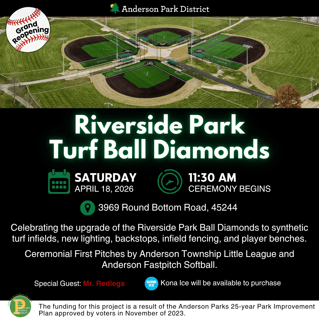 RS Grand Opening Graphic Riverside Park Turf Ball Diamonds Grand Reopening